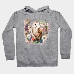 Barn Owl Floral Hoodie